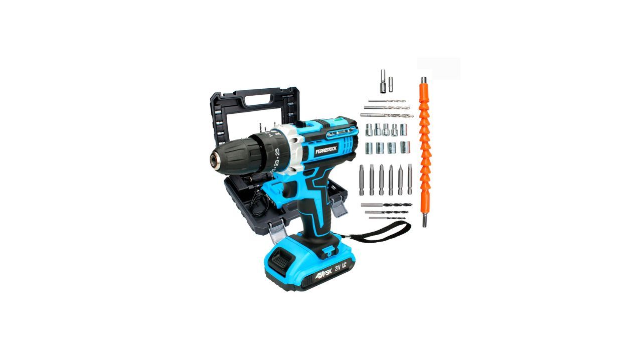 El taladro de Ferrestock va a lo esencial: 35 Nm, dos velocidades y un set de accesorios b�sicos. Es m�s modesto en potencia, pero suficiente para trabajos ligeros. Encaja bien como herramienta ocasional o para quien busca algo muy simple para tener a mano en casa.