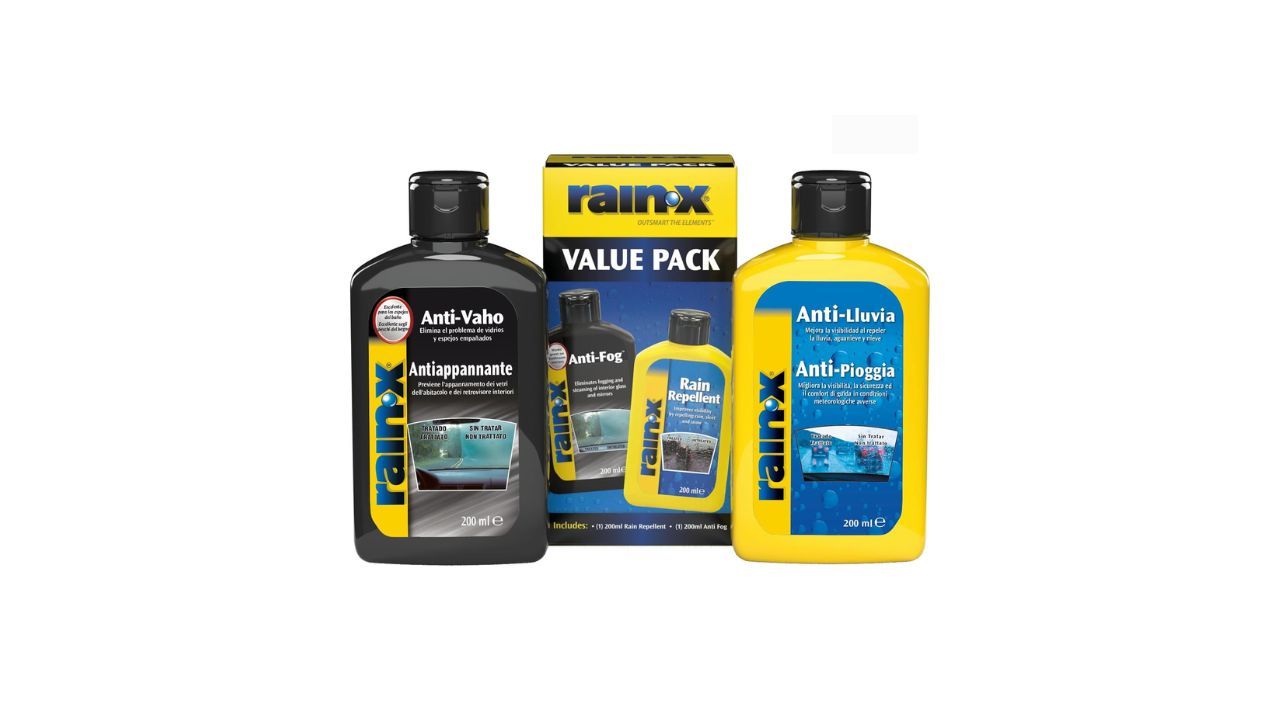 El Rain-X Pack Tratamiento Antilluvia y Antivaho es probablemente el producto m�s conocido en esta categor�a. Combina tratamiento exterior para repeler agua y soluci�n interior para evitar el empa�amiento. Es f�cil de aplicar y ofrece resultados visibles desde la primera lluvia intensa. Se nota especialmente en autopista, donde el agua empieza a deslizarse con mayor rapidez a partir de cierta velocidad.