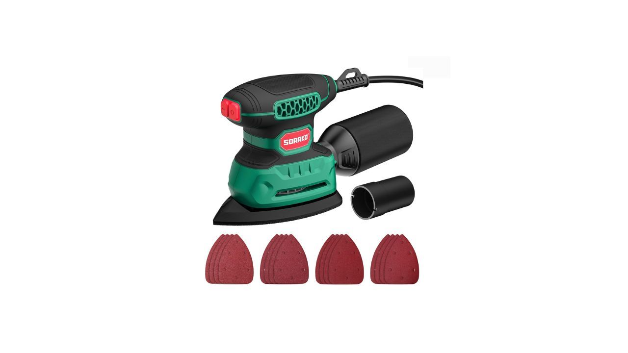 La SORAKO Lijadora 220W est� pensada para superficies peque�as y trabajos puntuales. Su velocidad de 14.000 OPM permite avanzar con rapidez en tareas dom�sticas. Incluye bolsa para polvo y varias hojas de lija, lo que facilita empezar a trabajar desde el primer momento. Es adecuada para lijar puertas, marcos o muebles sin necesidad de maquinaria pesada.