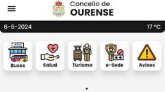 La aplicaci�n m�vil del Concello de Ourense, sin cargar sus contenidos.