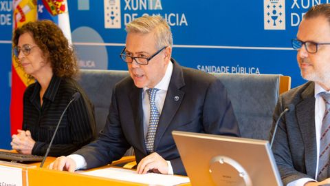 Gómez Caamaño en la rueda de prensa ofrecida en Santiago