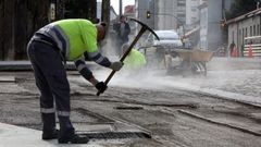 Asfaltado dunha r�a clave en Vilagarc�a