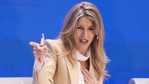 La vicepresidenta segunda y ministra de Trabajo, Yolanda D�az, durante un acto de presentaci�n de Matar� como capital de la Econom�a Social.