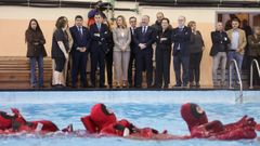 La ministra Pilar Alegría, junto a otros responsables políticos, visitó las instalaciones de la Universidade Laboral.