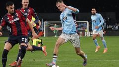 Williot Swedberg, durante el duelo entre Celta y Bolonia, en el que fue titular.