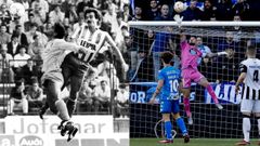 Lasarte, en un partido de la temporada 1990-91 contra el Las Palmas; y Mackay, en una parada del pasado s�bado