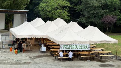 Imaxe da Pulpera Neira durante unha das primeiras tres edicins da feira mensual de Samos.