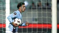 El jugador del Celta Pablo Dur�n, en un partido de Europa League, competici�n en la que debut� esta temporada.
