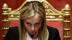 La primera ministra italiana, Giorgia Meloni, este mircoles, en el Senado