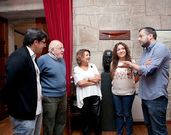 Profesores de la USC y arque�logos, con la edila de Cultura. 