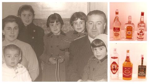 La familia de Luciano Eiroa, al frente de Destiler�as del Noroeste; con ejemplos de sus productos
