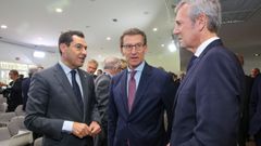 Juanma Moreno Bonilla, Alberto N��ez Feijoo y Alfonso Rueda durante el Foro La Toja.