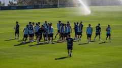 La plantilla del Celta, en un entrenamiento en la Cidade Deportiva Afouteza.