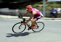 El triatleta ferrolano, durante una prueba reciente en Caranza.
