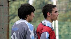 En un entrenamiento del primer equipo con Dani Abalo en el 2009