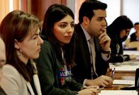 La concejala del PP Alexia Alonso (segunda izquierda), hija del due�o de Eiri�a (imputado en la operaci�n Patos), reapareci� ayer.