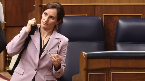 La ministra de Sanidad y coportavoz de M&aacute;s Madrid, M&oacute;nica Garc&iacute;a, en el pleno de este mi&eacute;rcoles en el Congreso.