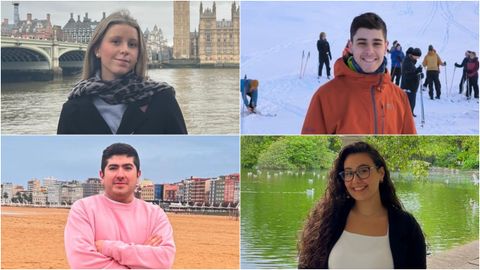 De arriba a abajo y de derecha a izquierda: Aida Men�ndez,�Marcos Garc�a, Diego Garrido y Luc�a Monteser�n, pioneros del Erasmus Rural