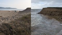 Antes y despu�s del mismo lugar de la playa de Panx�n tras el cambio del cauce del r�o