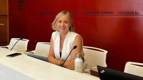 Marta Abal (PSOE) en una imagen de archivo en la sala de prensa del Ayuntamiento