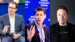 Dar�o Amodei, Sam Altman y Elon Musk, directores ejecutivos de Anthropic, OpenAI y SpaceX y Tesla.