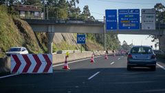 Tramo en obras en la autov�a de Barbanza