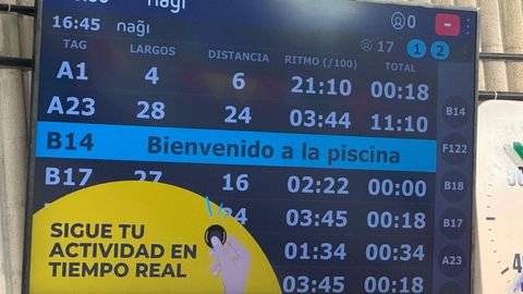 Panel electr�nico instalado en la piscina municipal de Cedeira