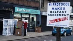 Cartel contra los controles fronterizos del �brexit�, en el puerto de Larne
