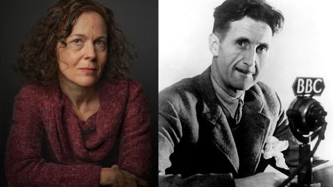 Retratos de Sandra Newman (Boston, 1965) y George Orwell (Motihari, India, 1903-Londres, Inglaterra, 1950).