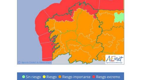 Alertas decretadas en Galicia para la jornada del sbado