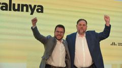 Aragons y Junqueras, en la proclamacin del primero como candidato a la reeleccin en la Generalitat.