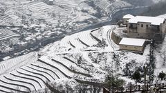 Paisajes nevados de la Ribeira Sacra