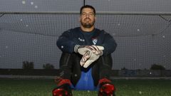 Madariaga, en A Veiga, antes de un entrenamiento de la presente temporada.