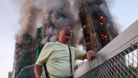 Incendio en un edificio de Hong Kong