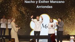 Los chefs de Casa Marcial, Nacho y Esther Manzano, durante la gala de la Gua Michelin 2025, en el Auditorio y Centro de Congresos Vctor Villegas