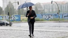 Alfonso Rueda, llegando a un evento en A Coru�a, esta semana.