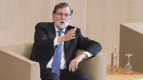 Mariano Rajoy, durante su intervenci�n en una conferencia este mi�rcoles en Madrid.