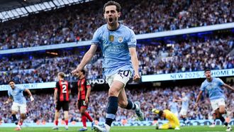Bernardo Silva celebrando un gol con el Manchester City