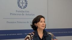 La directora de la Fundaci�n Princesa de Asturias, Teresa Sanjurjo, en rueda de prensa