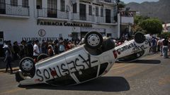 Protestas en las calles de la ciudad de Taxco de Alarc�n, en el estado de Guerrero, por el secuestro y asesinato de una ni�a de 8 a�os