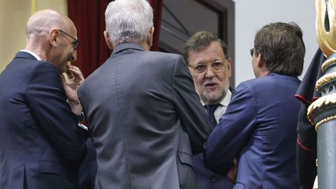 El expresidente Mariano Rajoy, en la tribuna de invitados del Congreso