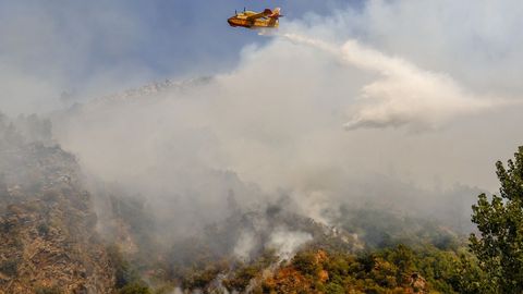 Medios aéreos tratando de controlar el fuego