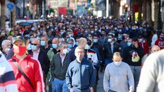 Manifestaci�n del naval tras la muerte de un compa�ero en Vigo