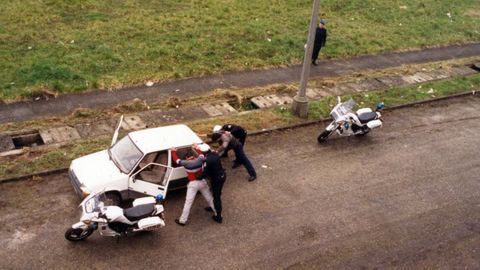 Imagen de archivo de la presentación de la brigada en 1986. Se realizó un simulacro de detención y rescate en Frigsa