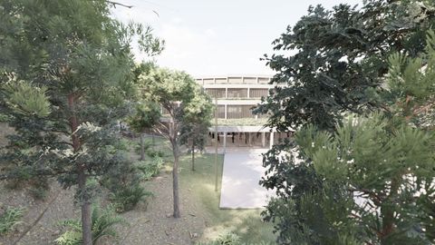 Recreación del edificio multiusos de Bastiagueiro