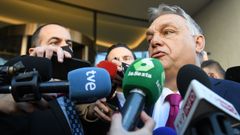 El primer ministro de Hungra, Viktor Orbn, realiza una intervencin ante los medios durante la cumbre celebrada este fin de semana, a 29 de enero de 2022, en Madrid .