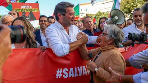 El lder de Chega, Andre Ventura, en una protesta contra la inmigracin en Lisboa el pasado septiembre.