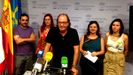 Integrantes del grupo municipal de XsP en una rueda de prensa en el ayuntamiento