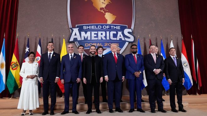 Donald Trump reuni� ayer en Miami (Florida) a los presidentes de Argentina, Bolivia, Costa Rica, Rep�blica Dominicana, Ecuador, El Salvador, Guyana, Honduras, Panam�, Paraguay, y Trinidad y Tobago, y al presidente electo de Chile, Jos� Antonio Kast.