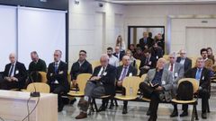 El exministro de Interior Jorge Fern�ndez D�az; el que fuera su n�mero dos, Francisco Mart�nez; el exDAO de la Polic�a Nacional Eugenio Pino, y el exjefe de Asuntos Internos de la Polic�a Nacional Marcelino Mart�n Blas, en primera fila, de izquierda a derecha, ayer en la Audiencia Nacional, en la localidad de San Fernando de Henares (Madrid).